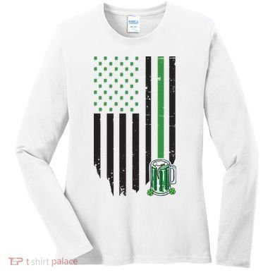 St Patrick's Day Beer American Flag Women's Long Sleeve Shirt