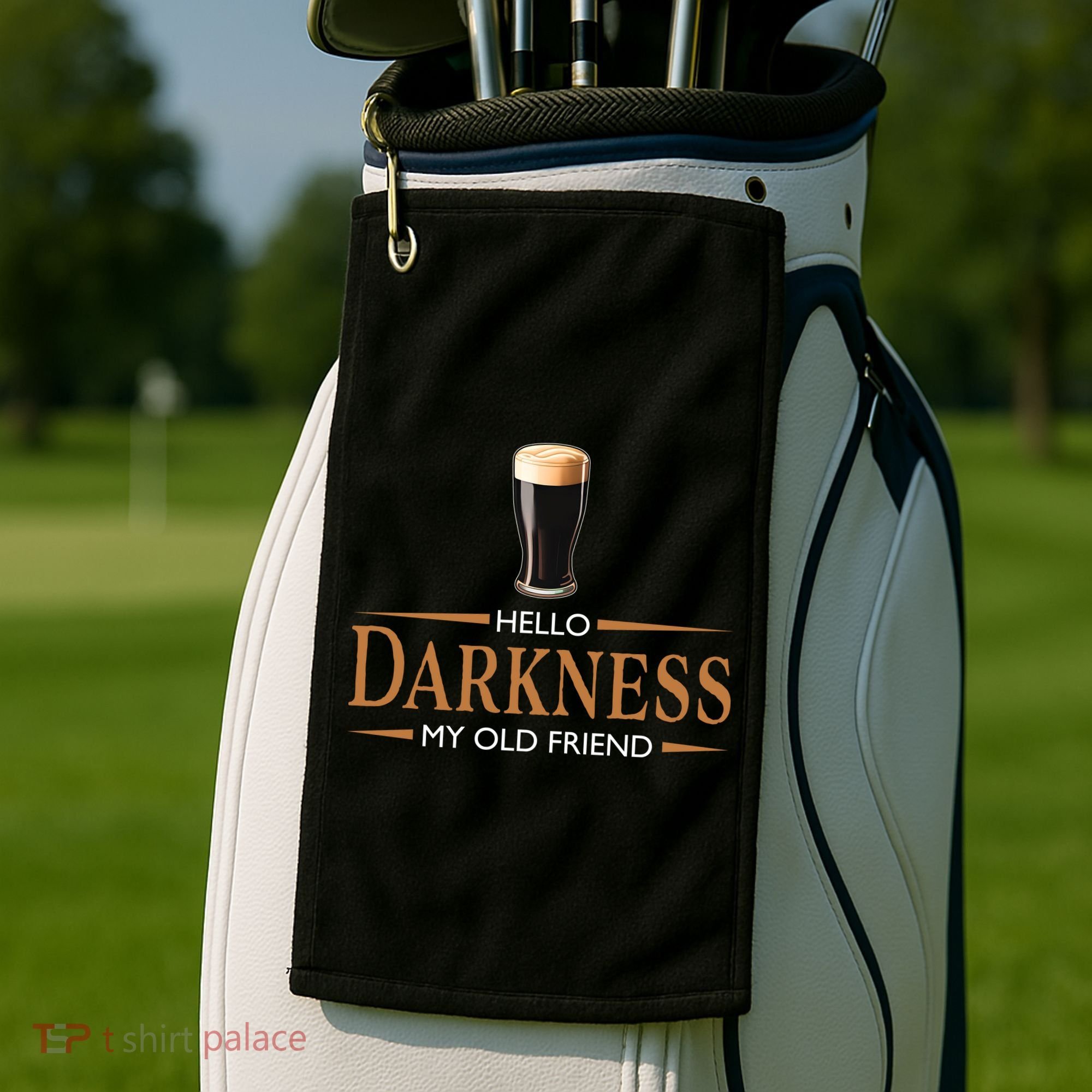 St Patrick's Day Hello Darkness My Old Friend Dark Beer Lover Golf Towel