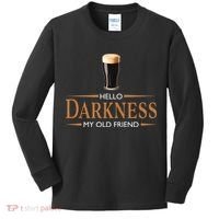St Patrick's Day Hello Darkness My Old Friend Dark Beer Lover Kids Long Sleeve Shirt thumb 0