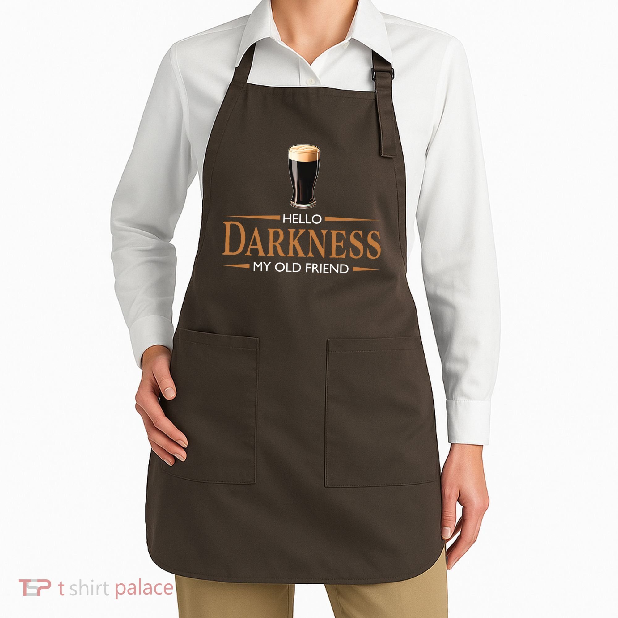 St Patrick's Day Hello Darkness My Old Friend Dark Beer Lover Apron