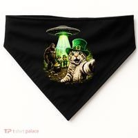 St Patricks Day Cat Selfie Leprechaun Bigfoot UFO USA-Made Doggie Bandana thumb 0