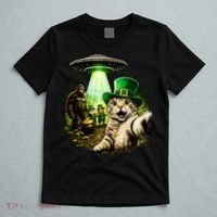 St Patricks Day Cat Selfie Leprechaun Bigfoot UFO T-Shirt thumb 5