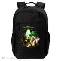 St Patricks Day Cat Selfie Leprechaun Bigfoot UFO Backpack thumb 0