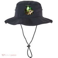 St Patricks Day Cat Selfie Leprechaun Bigfoot UFO Bucket Hat thumb 0