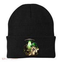 St Patricks Day Cat Selfie Leprechaun Bigfoot UFO Beanie thumb 0