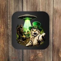 St Patricks Day Cat Selfie Leprechaun Bigfoot UFO Coaster thumb 0