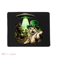 St Patricks Day Cat Selfie Leprechaun Bigfoot UFO Mousepad thumb 0