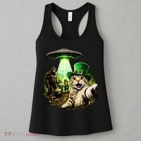 St Patricks Day Cat Selfie Leprechaun Bigfoot UFO Women's Tank Top thumb 3