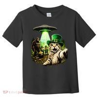 St Patricks Day Cat Selfie Leprechaun Bigfoot UFO Toddler T-Shirt thumb 0