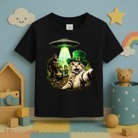 St Patricks Day Cat Selfie Leprechaun Bigfoot UFO Toddler T-Shirt thumb 3