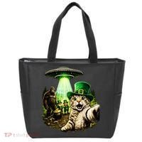 St Patricks Day Cat Selfie Leprechaun Bigfoot UFO Tote Bag thumb 0