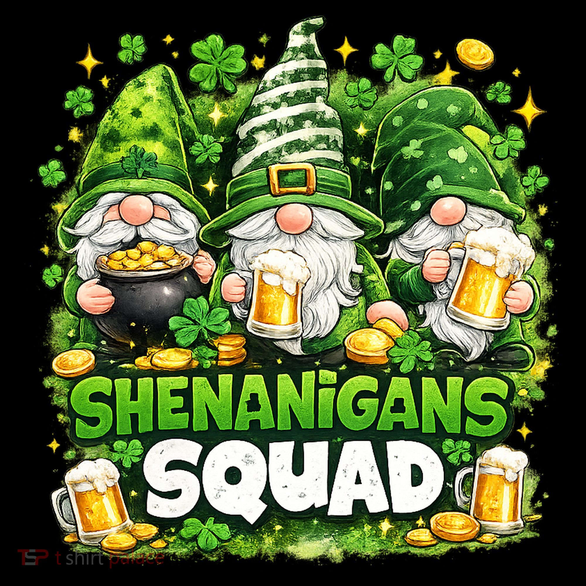 St Patricks Day Irish Gnomes Shenanigans Squad Coaster