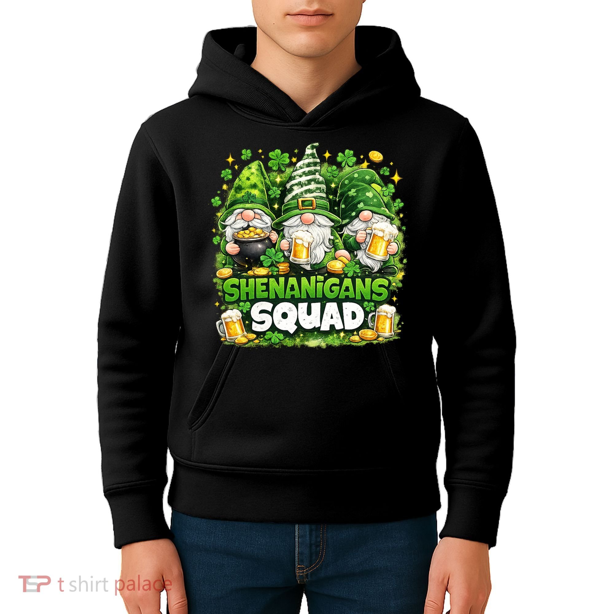 St Patricks Day Irish Gnomes Shenanigans Squad Kids Hoodie