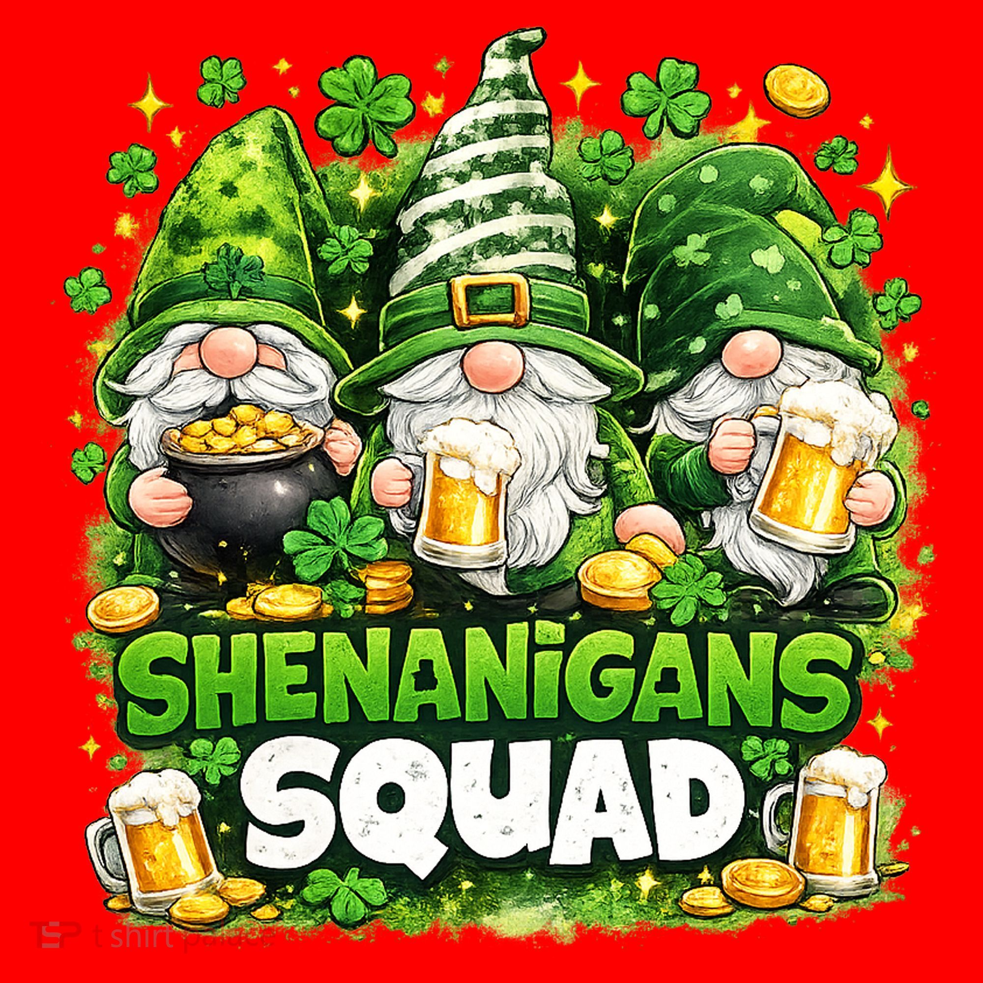 St Patricks Day Irish Gnomes Shenanigans Squad Santa Hat