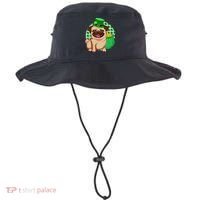 St Patricks Day Lucky Pug Dog Leprechaun Irish Shamrock Bucket Hat thumb 0