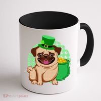 St Patricks Day Lucky Pug Dog Leprechaun Irish Shamrock Coffee Mug thumb 1