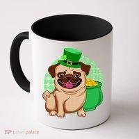St Patricks Day Lucky Pug Dog Leprechaun Irish Shamrock Coffee Mug thumb 0