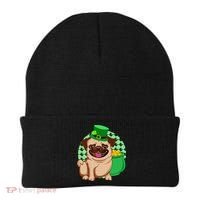 St Patricks Day Lucky Pug Dog Leprechaun Irish Shamrock Beanie thumb 0