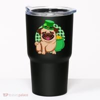 St Patricks Day Lucky Pug Dog Leprechaun Irish Shamrock Tumbler thumb 0