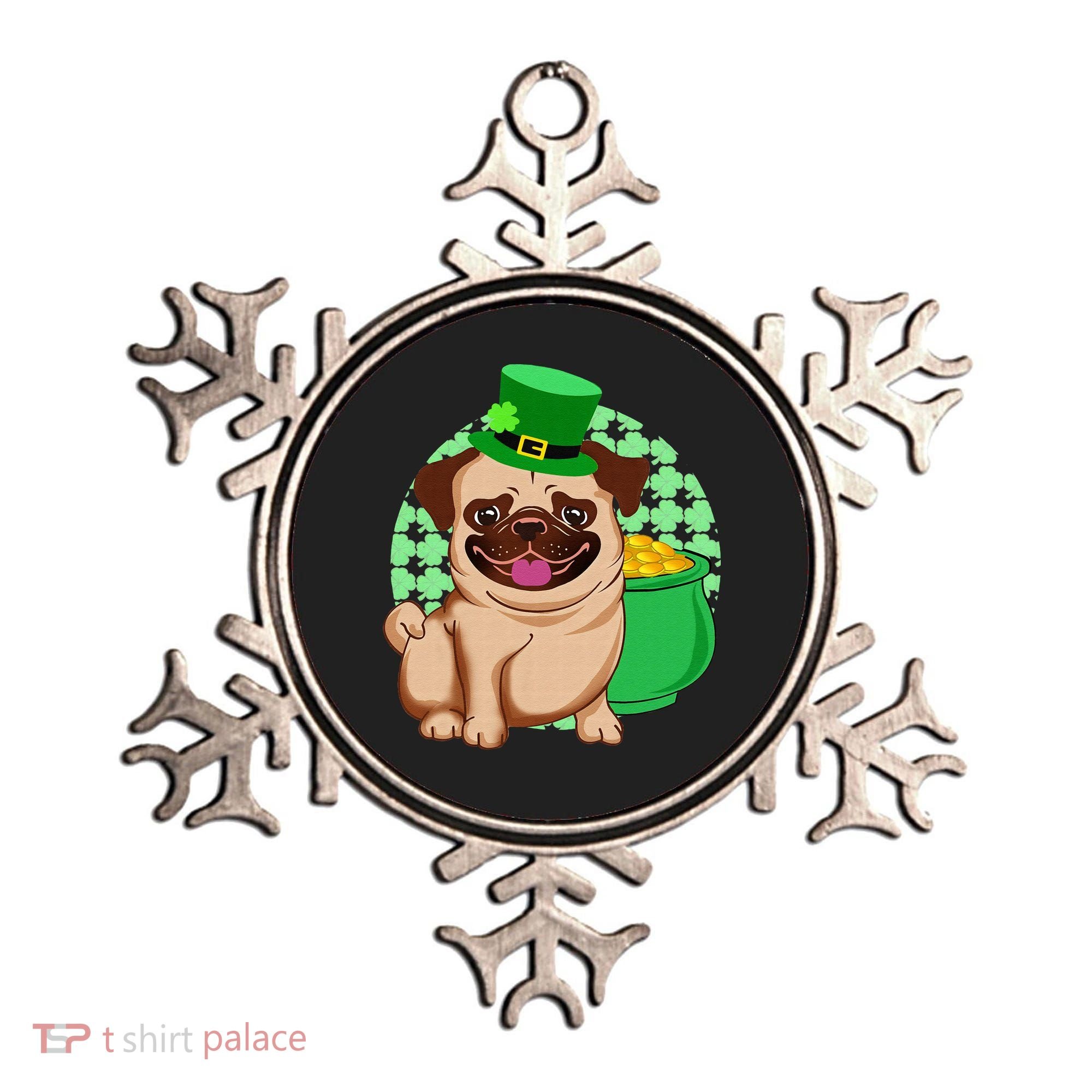 St Patricks Day Lucky Pug Dog Leprechaun Irish Shamrock Ornament