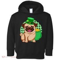 St Patricks Day Lucky Pug Dog Leprechaun Irish Shamrock Toddler Hoodie thumb 0