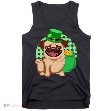 St Patricks Day Lucky Pug Dog Leprechaun Irish Shamrock Tank Top