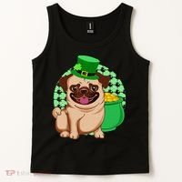 St Patricks Day Lucky Pug Dog Leprechaun Irish Shamrock Tank Top thumb 2