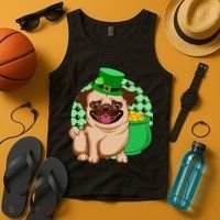 St Patricks Day Lucky Pug Dog Leprechaun Irish Shamrock Tank Top thumb 4
