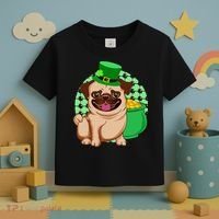 St Patricks Day Lucky Pug Dog Leprechaun Irish Shamrock Toddler T-Shirt thumb 3