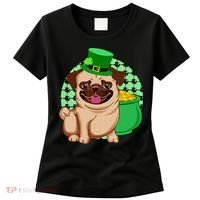 St Patricks Day Lucky Pug Dog Leprechaun Irish Shamrock Women's T-Shirt thumb 0