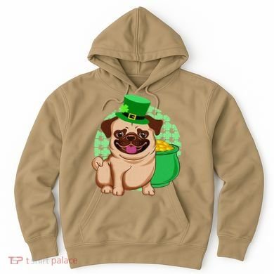 St Patricks Day Lucky Pug Dog Leprechaun Irish Shamrock Hoodie