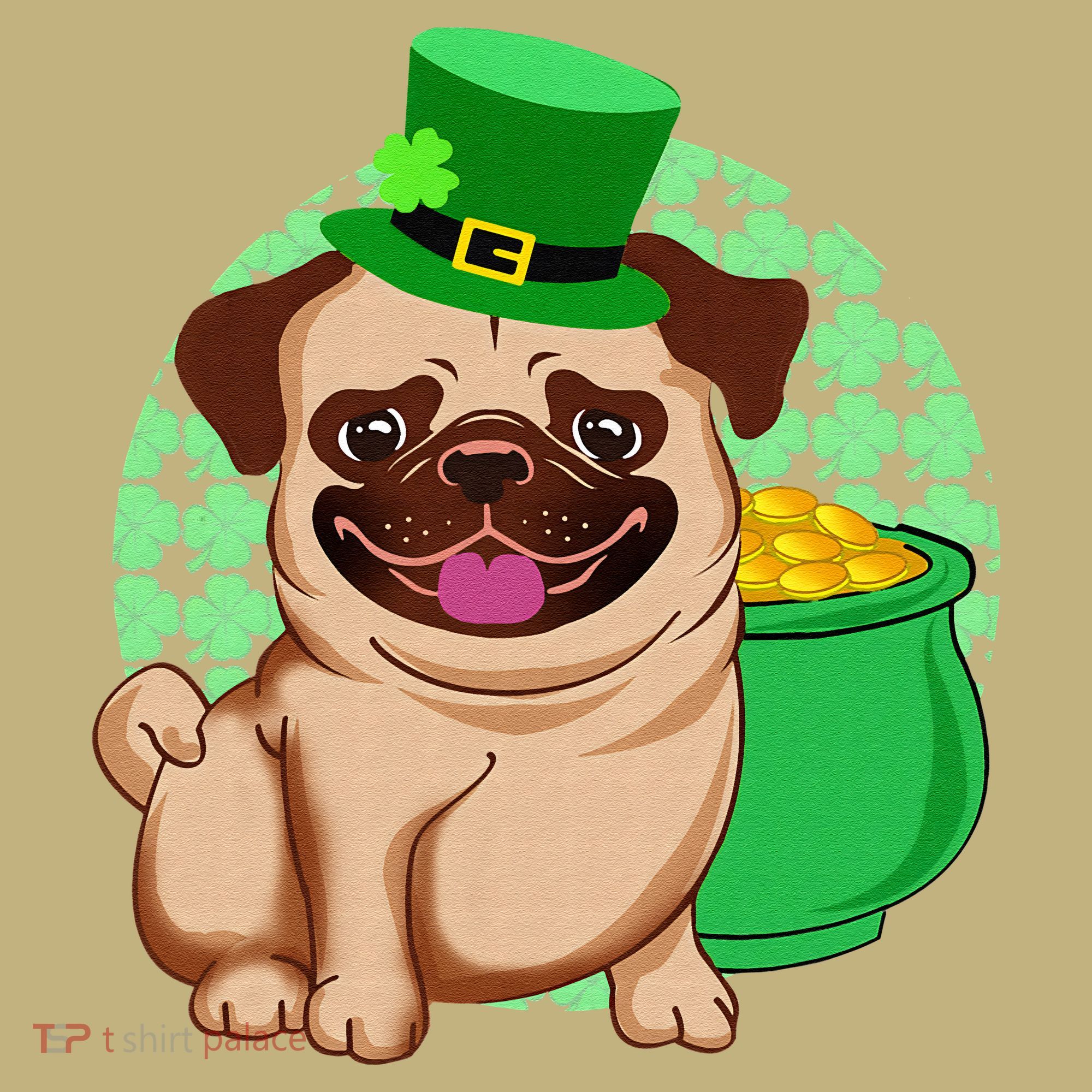 St Patricks Day Lucky Pug Dog Leprechaun Irish Shamrock Sweatshirt