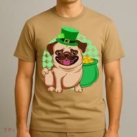 St Patricks Day Lucky Pug Dog Leprechaun Irish Shamrock T-Shirt thumb 3