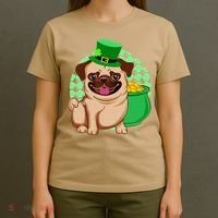 St Patricks Day Lucky Pug Dog Leprechaun Irish Shamrock T-Shirt thumb 4