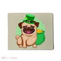 St Patricks Day Lucky Pug Dog Leprechaun Irish Shamrock Mousepad thumb 0
