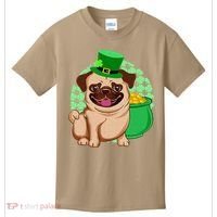 St Patricks Day Lucky Pug Dog Leprechaun Irish Shamrock Kids T-Shirt thumb 0