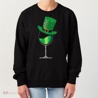 St Patricks Day Lucky Sparkly Wine Glass Women's Sweatshirt thumb 0