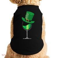 St Patricks Day Lucky Sparkly Wine Glass Doggie Tank thumb 0