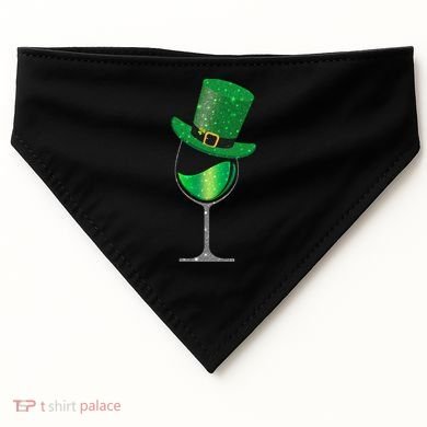 St Patricks Day Lucky Sparkly Wine Glass USA-Made Doggie Bandana