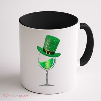 St Patricks Day Lucky Sparkly Wine Glass Coffee Mug back