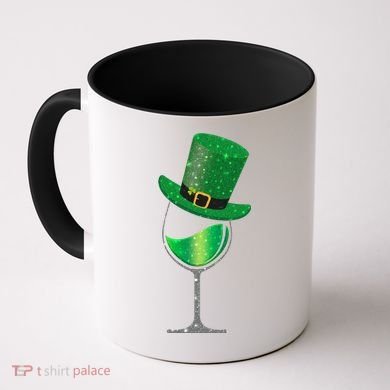 St Patricks Day Lucky Sparkly Wine Glass Coffee Mug