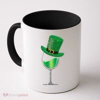 St Patricks Day Lucky Sparkly Wine Glass Coffee Mug thumb 0