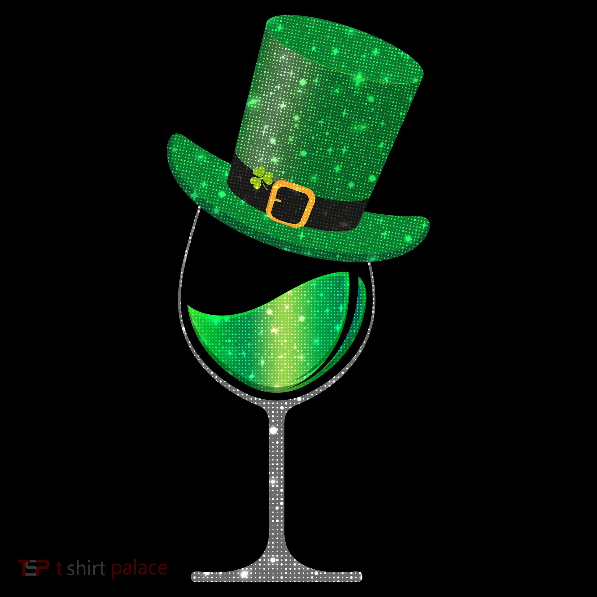 St Patricks Day Lucky Sparkly Wine Glass Women's Hoodie