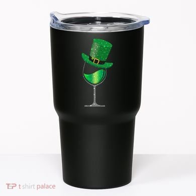 St Patricks Day Lucky Sparkly Wine Glass Tumbler