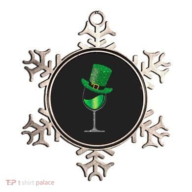 St Patricks Day Lucky Sparkly Wine Glass Ornament