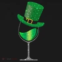 St Patricks Day Lucky Sparkly Wine Glass Ornament thumb 1