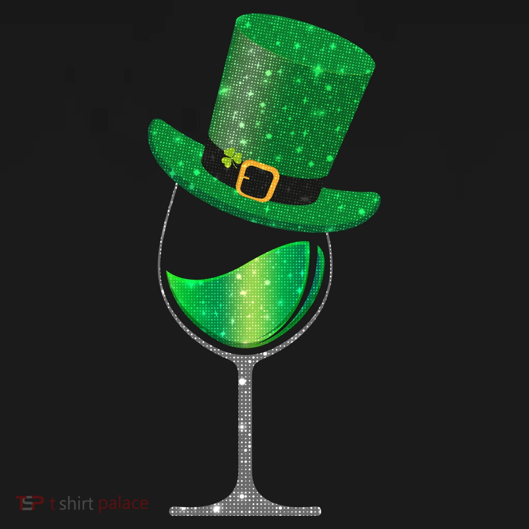 St Patricks Day Lucky Sparkly Wine Glass Ornament