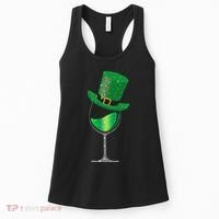 St Patricks Day Lucky Sparkly Wine Glass Women's Tank Top thumb 0