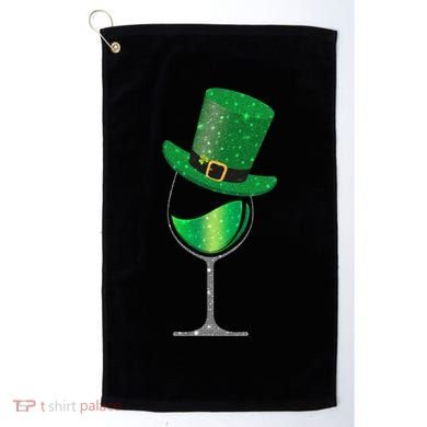 St Patricks Day Lucky Sparkly Wine Glass Golf Towel