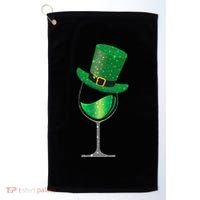 St Patricks Day Lucky Sparkly Wine Glass Golf Towel thumb 0
